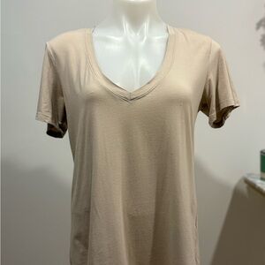 The Group Babaton by Aritzia Beige V-Neck Women's Top